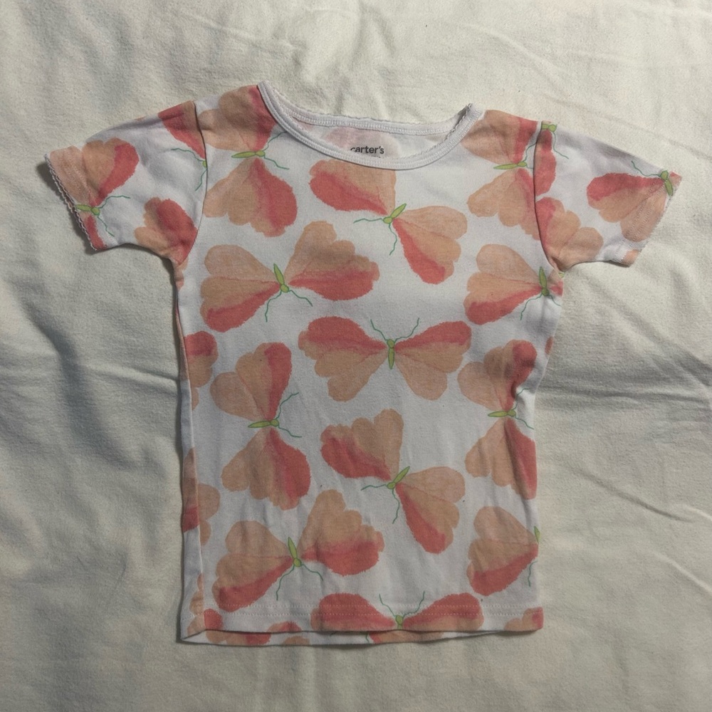 Carter's White and Orange Short‎ Sleeve Tee with Heart Print